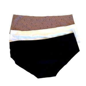 Jessica Simpson Set Hipster Panties Black, White Beige Black Print L